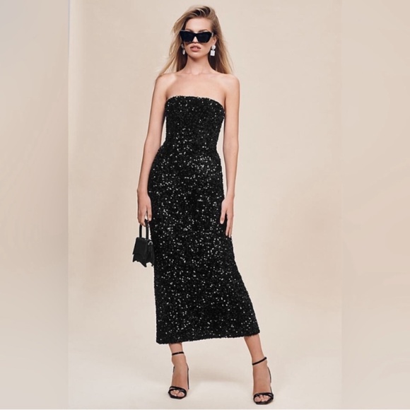HELSI Leslie Sequin Maxi Dress Black - Picture 1 of 8